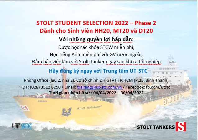 UT-STC tuyển sinh viên năm hai cho Stolt 2022